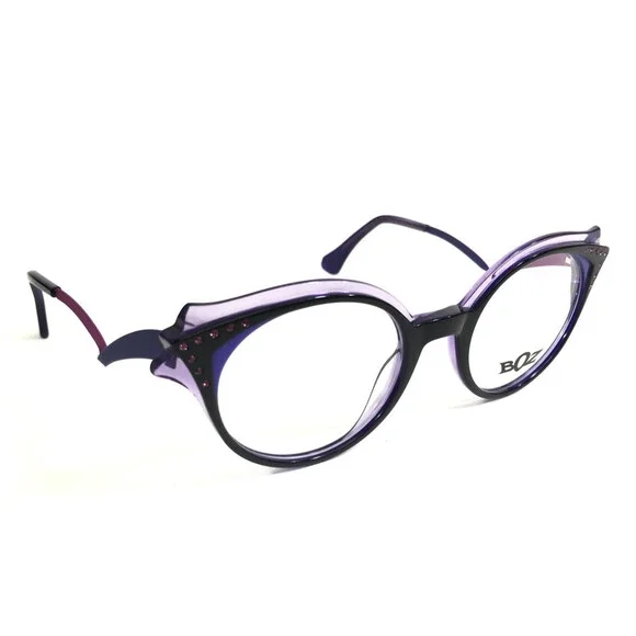 BOZ Eyeglasses Frames EDITH 0070 Black Noir Purple with Stone Amethyst 48-20-140 - Picture 3 of 11